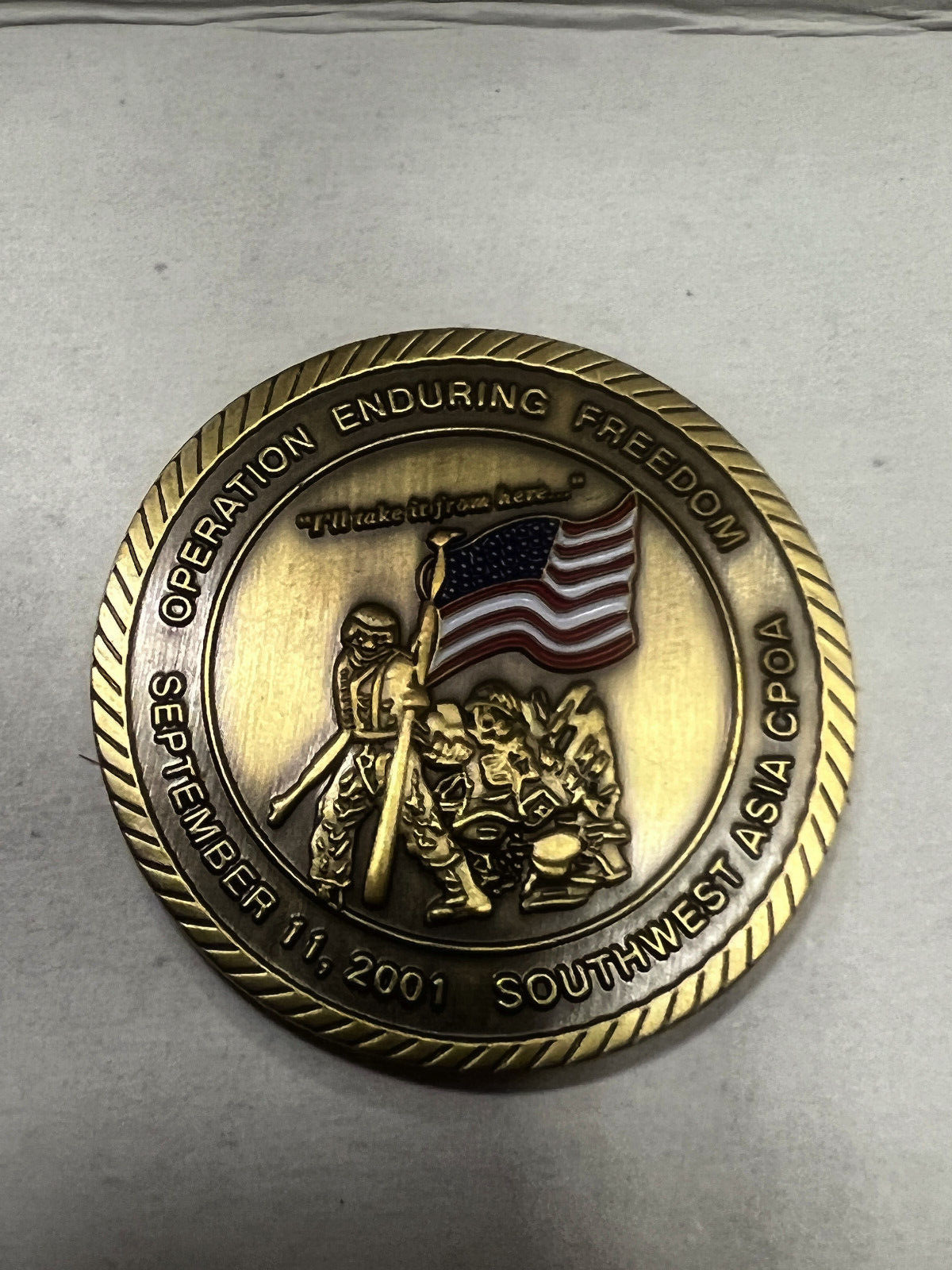 rare southwest asia us navy cpoa operation enduring freedom challenge coin, coa