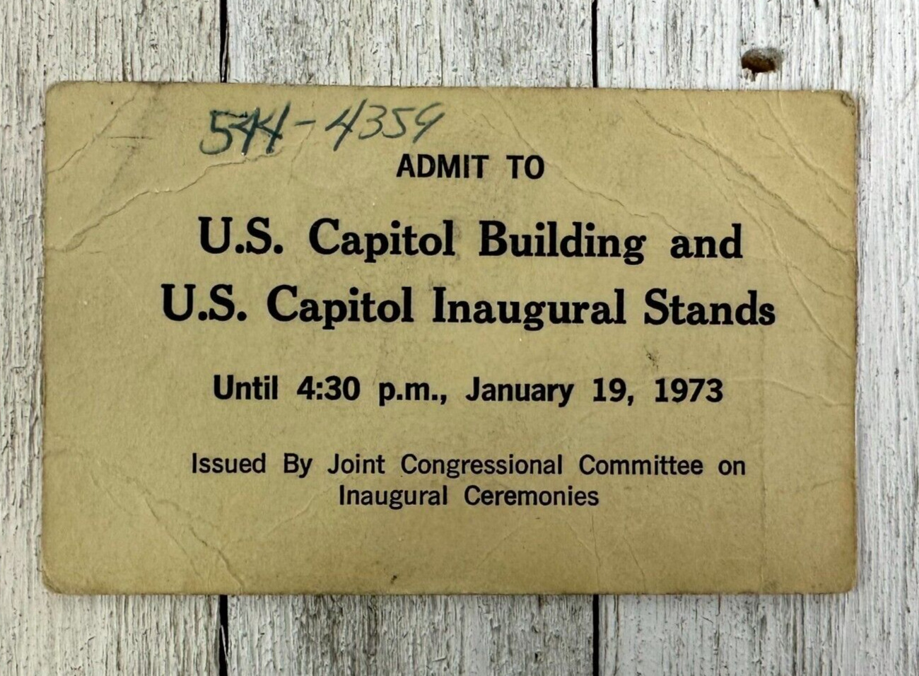 President Nixon 1973 Inauguration Ticket Political Congressional Committee VTG