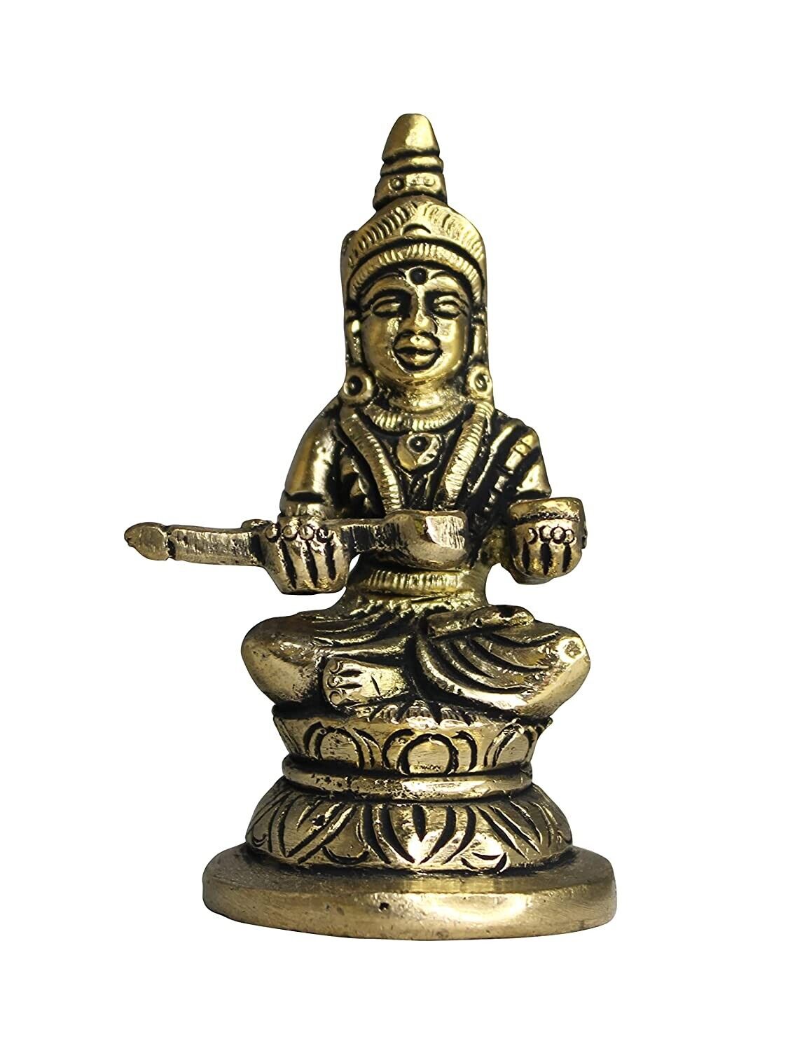 Brass Annapurna Maa Idol Murti Statue For Home and Ktichen Temple God- 3.5 Inch