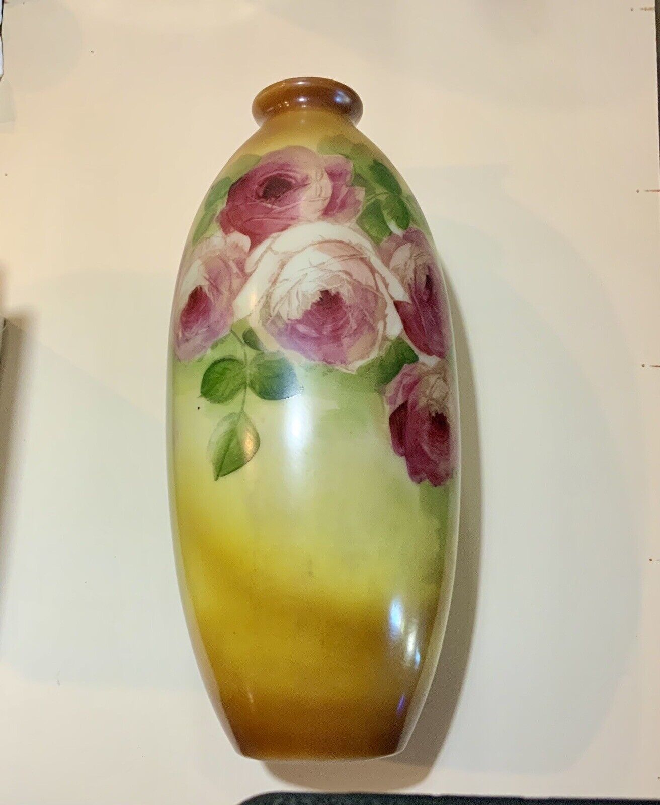 vintage hand painted porcelain vase 15”