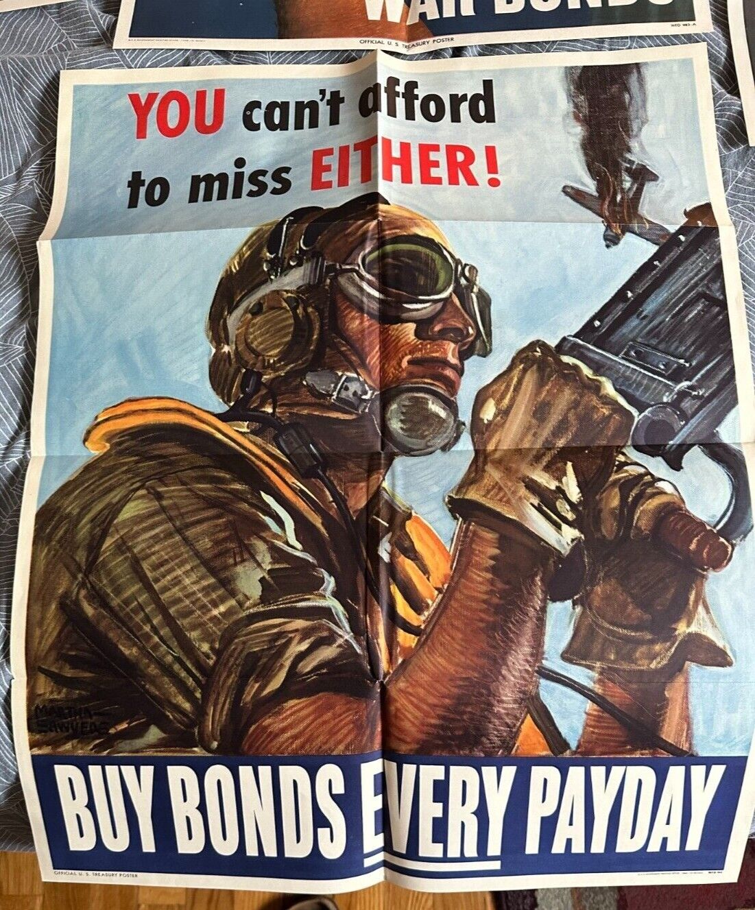 YOU cant afford to miss EITHER BUY BONDS EVERY PAYDAY WWII Poster WAR BONDS