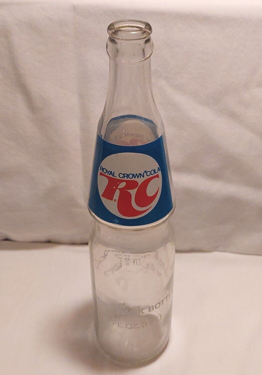 Vtg Royal Crown RC Cola 16oz Money Back Clear Glass Soda Bottle