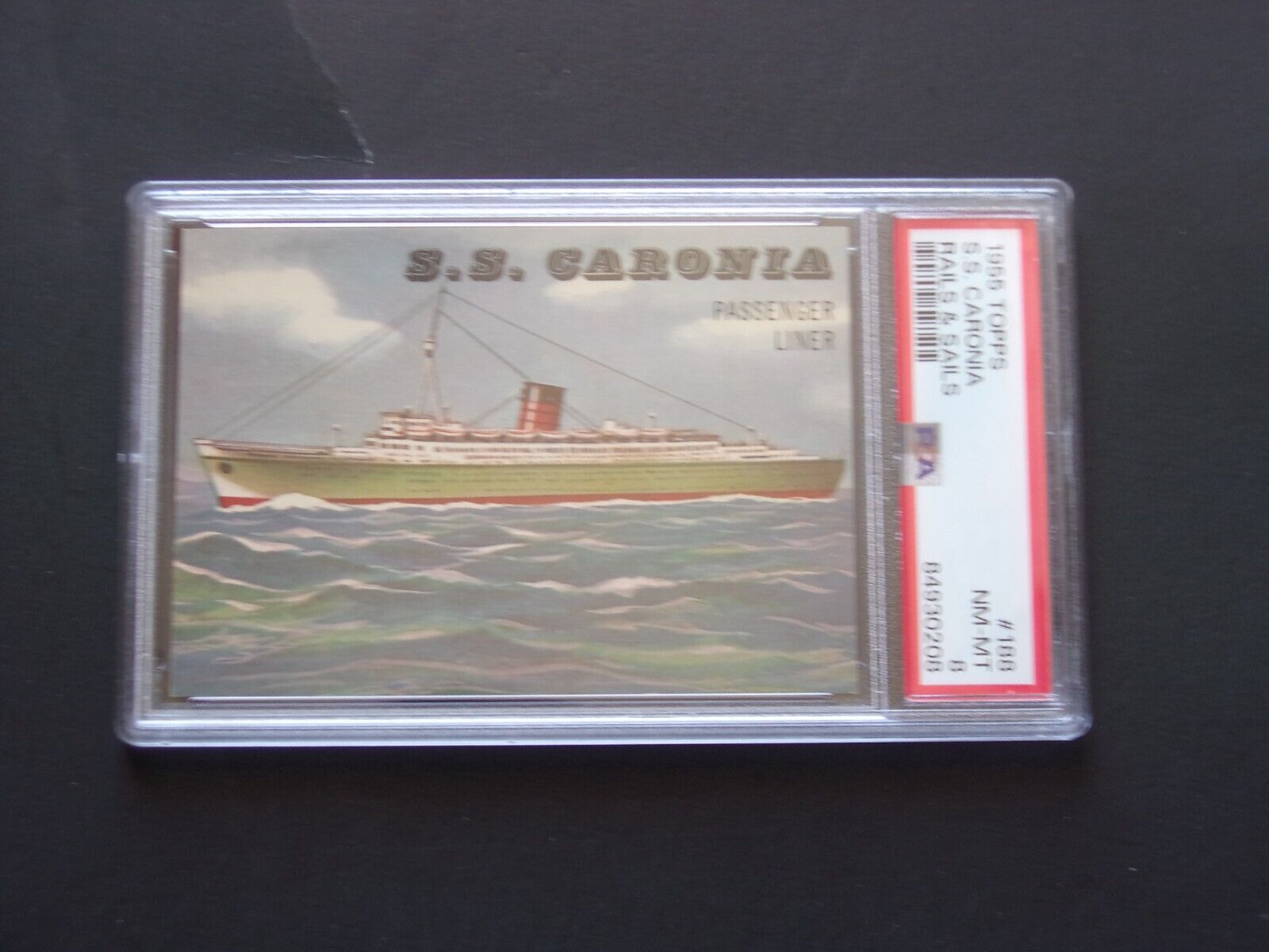 1955 Topps Rails & Sails, S.S. Caronia, Card# 188, PSA-8