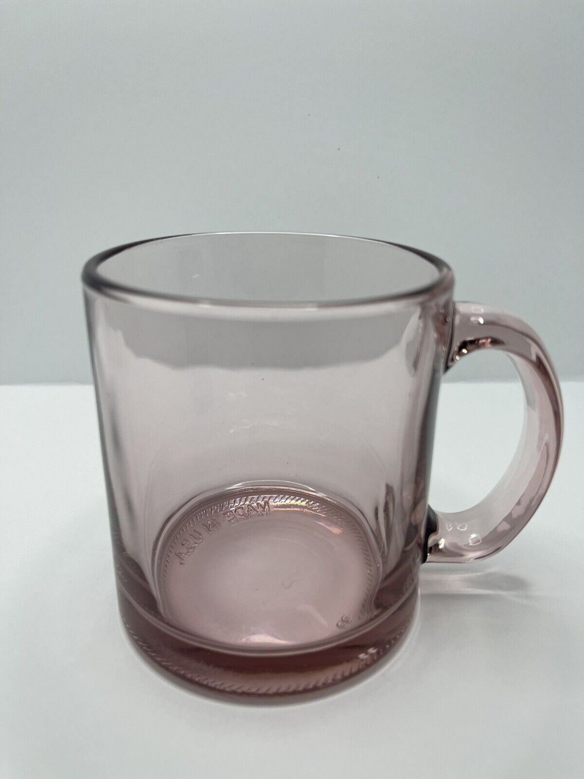 12 Oz Pink Pressed Glass Mugs Thick Made In USA Mint Sublimation Ready