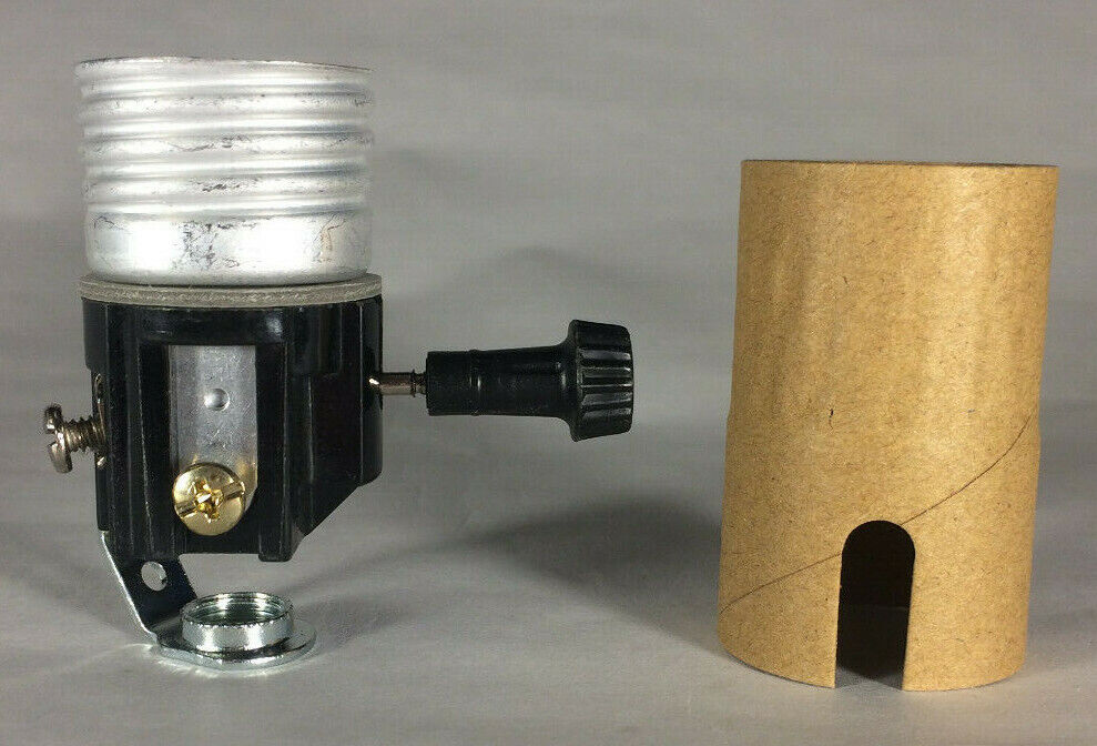 New 3-Terminal Turn Knob Lamp Socket Interior w/ 1/8F Hickey & Paper Insulator
