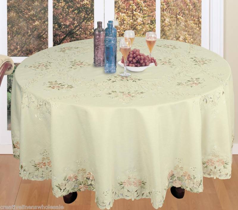 Spring Embroidered Daisy Floral Tablecloth 88