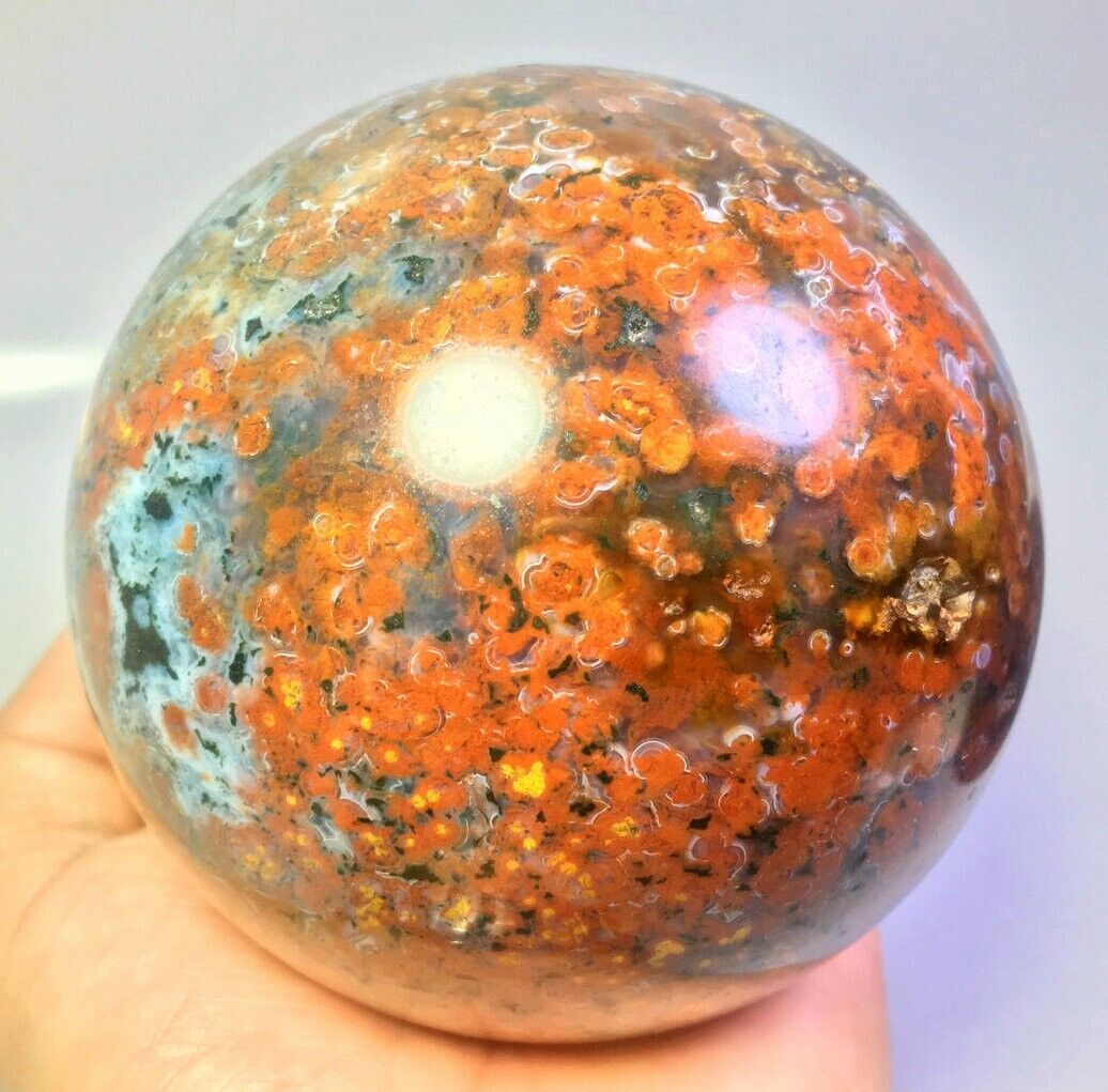 2.66lb Natural Polished Ocean Jasper Agate Quartz Crystal Sphere Ball Stone