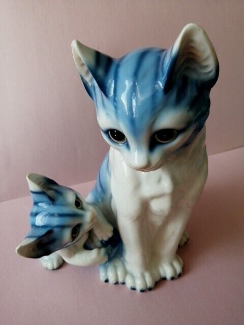 Vtg Kitschy Royal Orleans Cat & Kitten Porcelain 9\