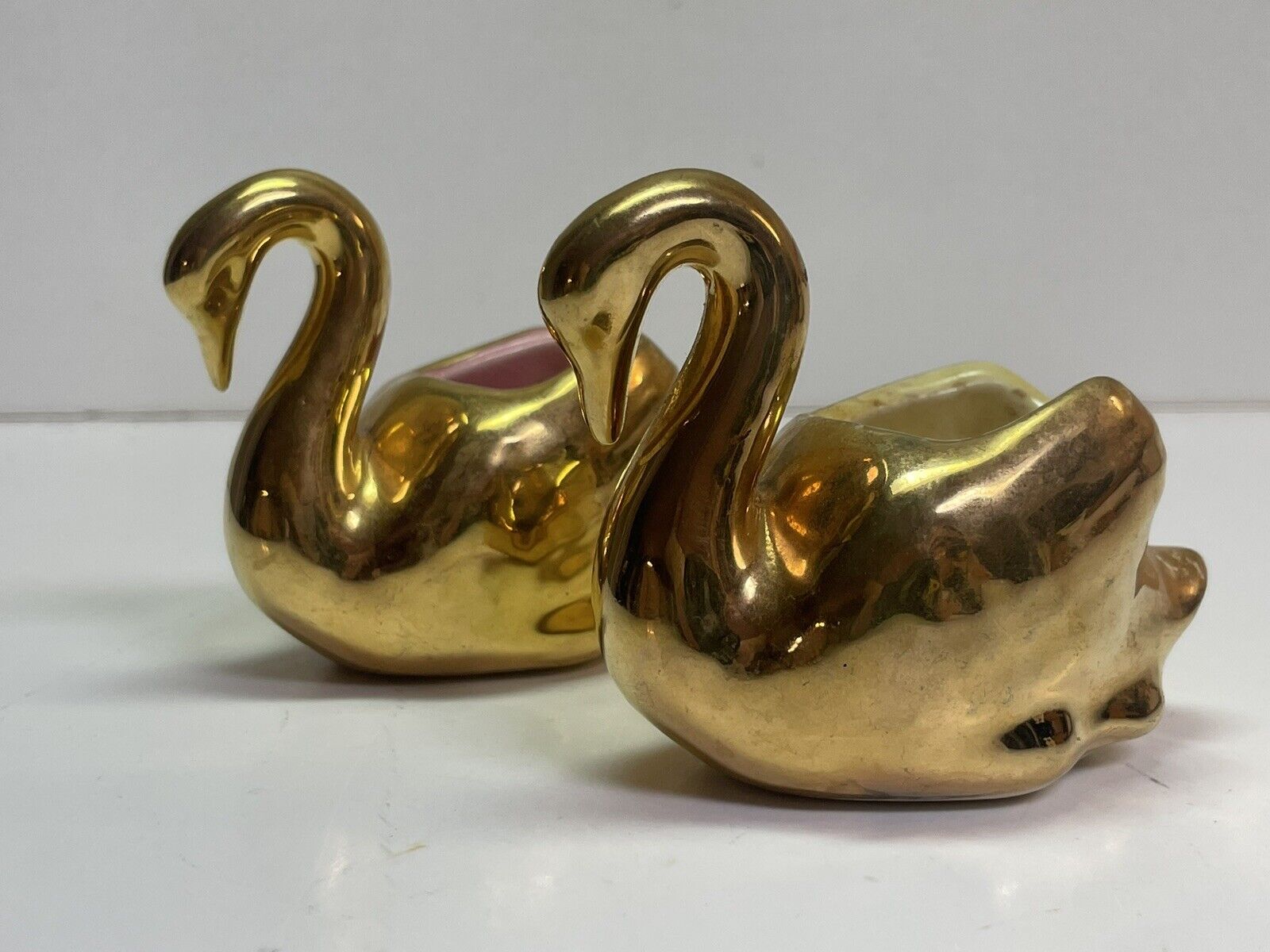 Vintage Gold Miniature Swan Planters-Set of 2