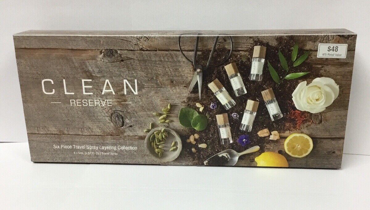 Clean Reserve Six Piece Travel Spray Layering Collection New in Box