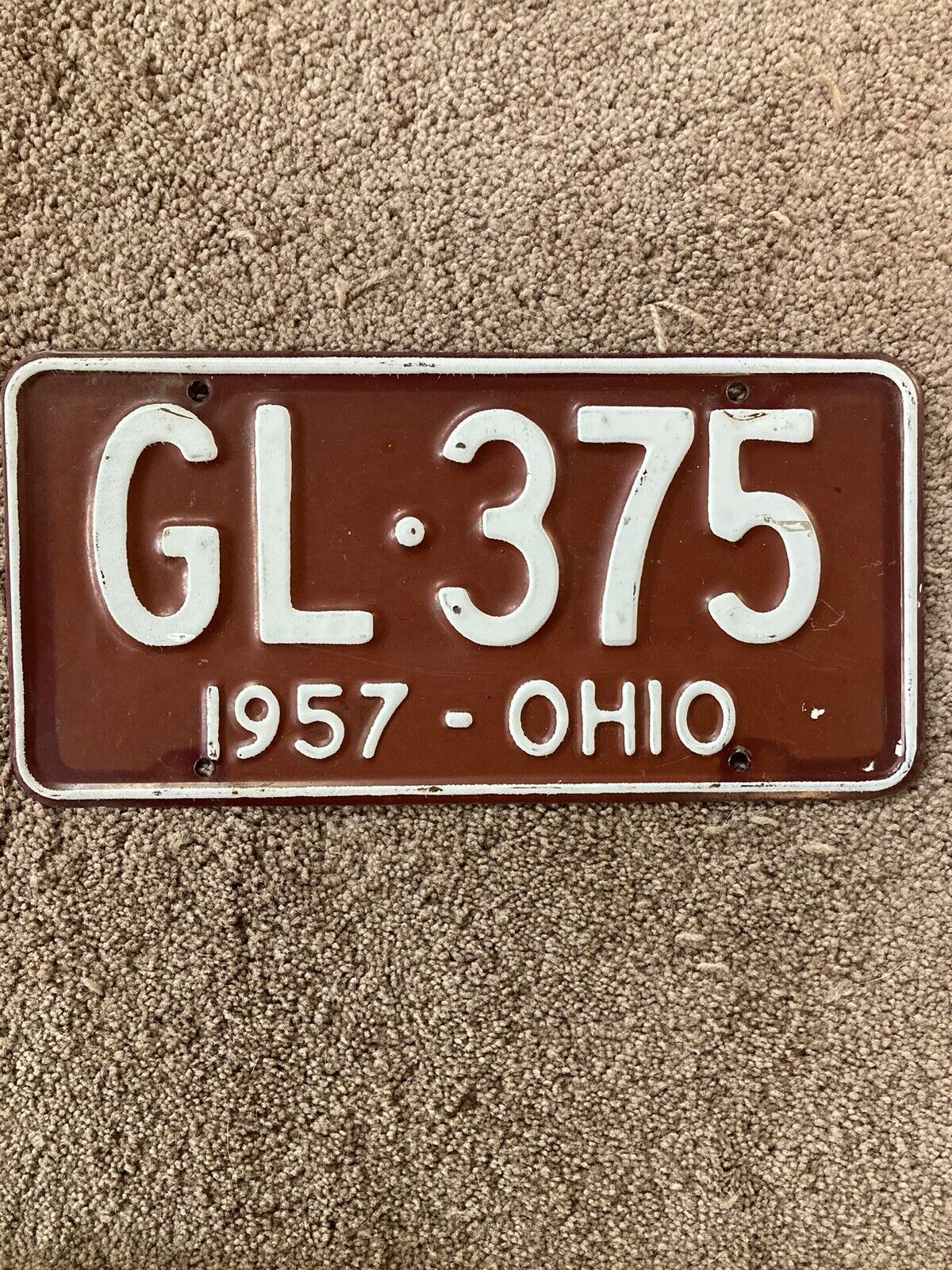 1957 Ohio License Plate - GL 375 - Nice
