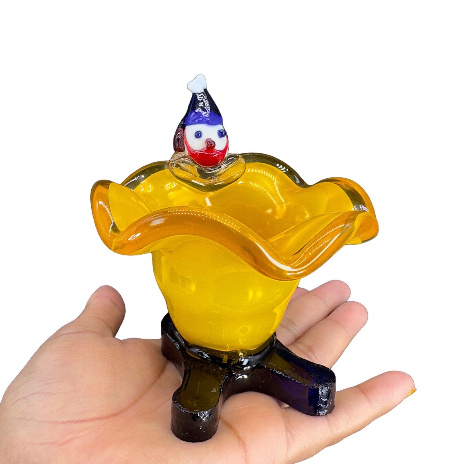 Venetian Art Glass Clown Bowl Dish Centerpiece Made In Italy Glass Bowl Vintage