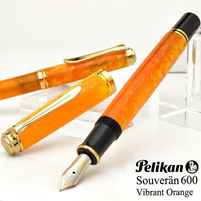 Pelikan Souveran M600 Vibrant Orange 14k Fountain Pen Nib EF F M B