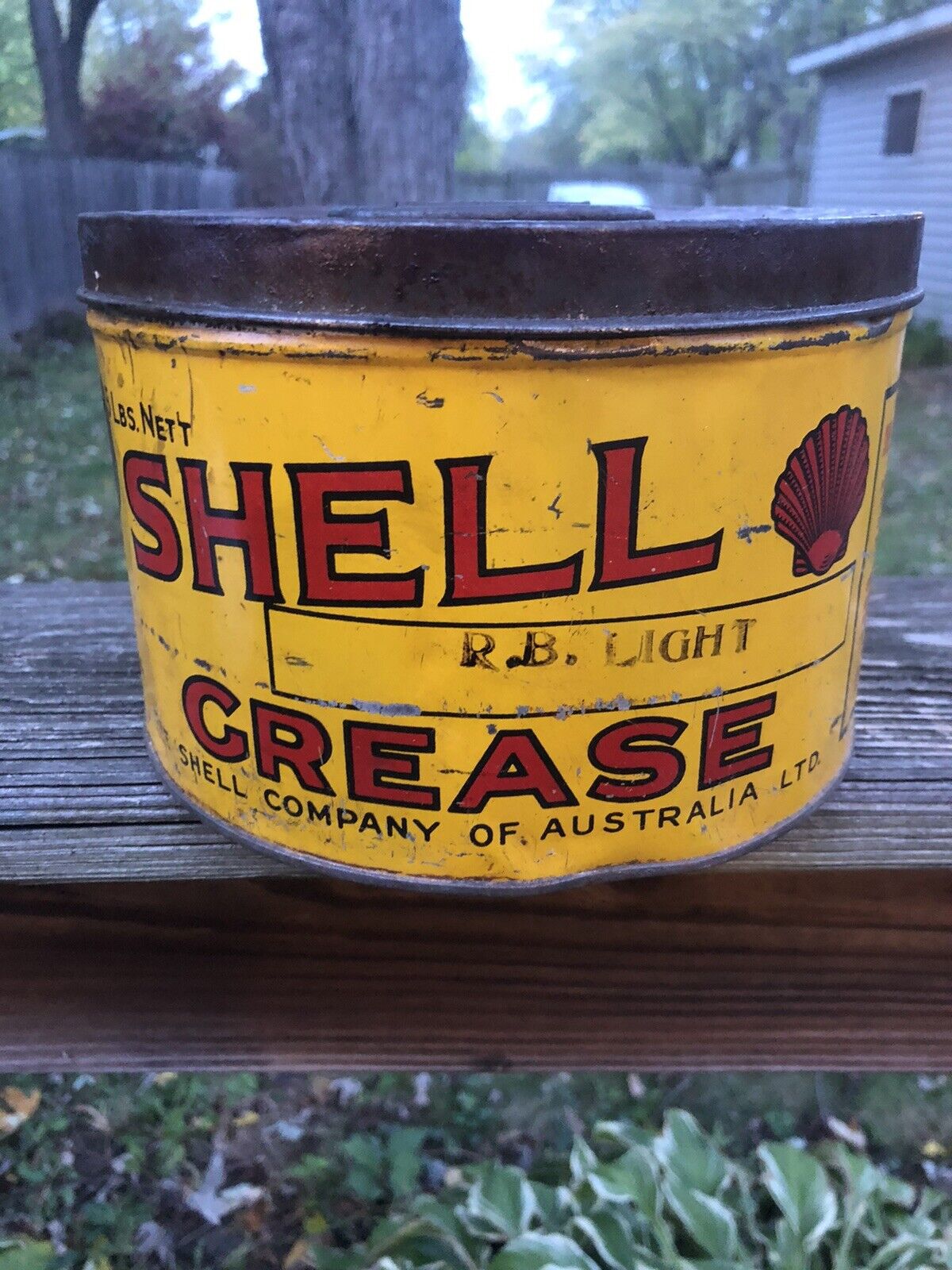 Vintage Early Shell Oil Co Of Australia Grease Can Tin Gas Oil