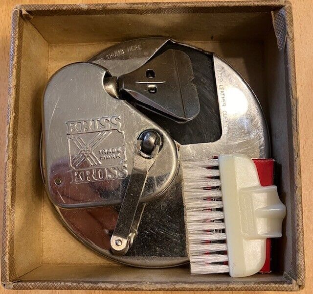 1920\'s KRISS KROSS - Razor Blade Sharpener Hand Crank in Original  Box