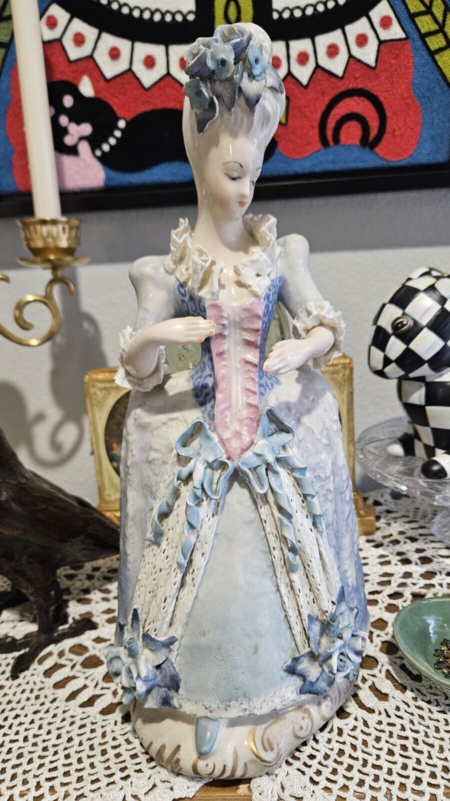 Cordey China Co. Porcelain French Figure, #5061, Circa 1940's, Victorian Woman