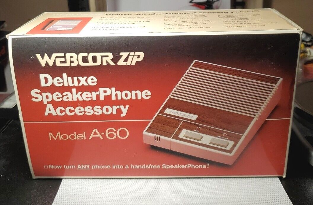  Vintage Webcor Zip Deluxe Speakerphone Accessory A-60. Super Rare. New In Box 