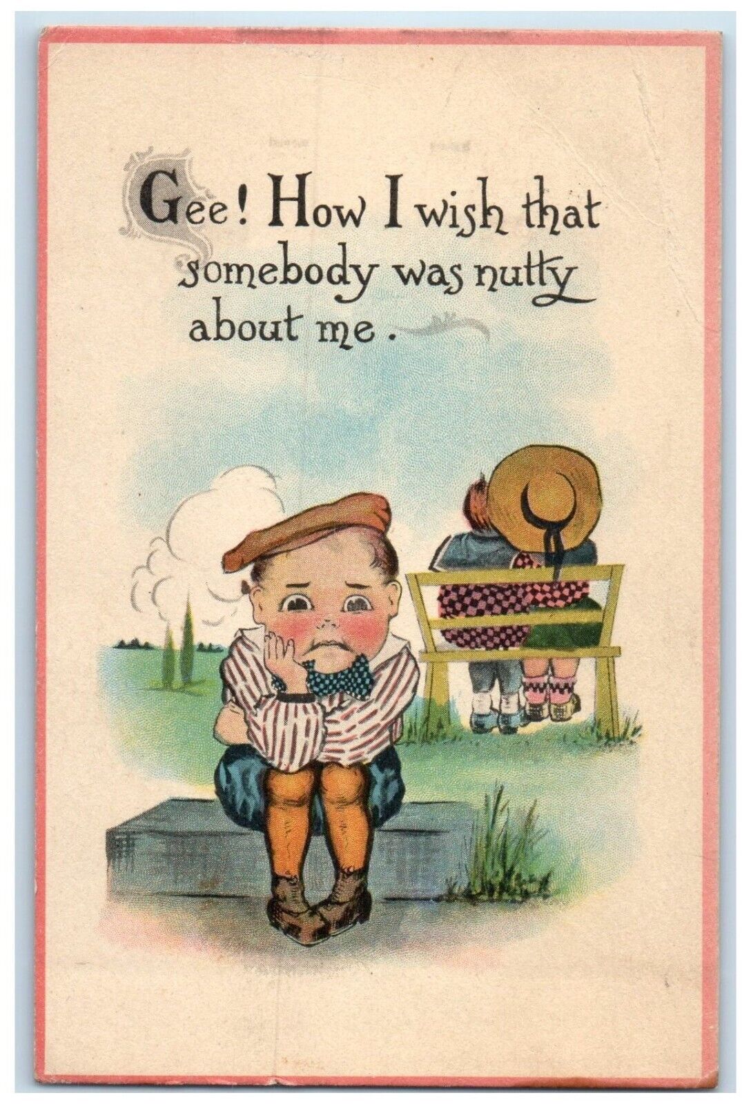 1913 Sad Boy Little Sweetheart Romance Princeton Minnesota MN Antique Postcard