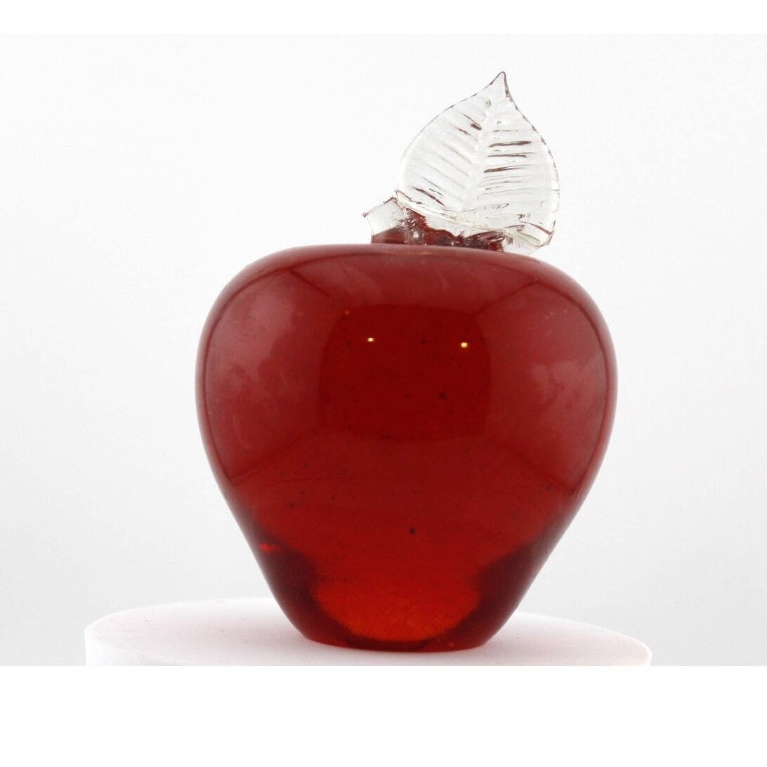 Red Glass Apple Paperweight 