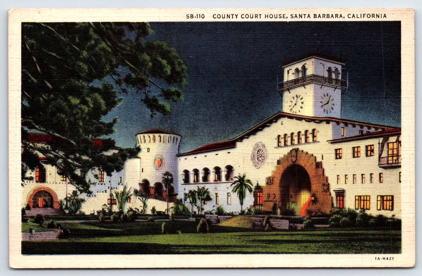 Original Vintage Antique Postcard County Court House Santa Barbara California