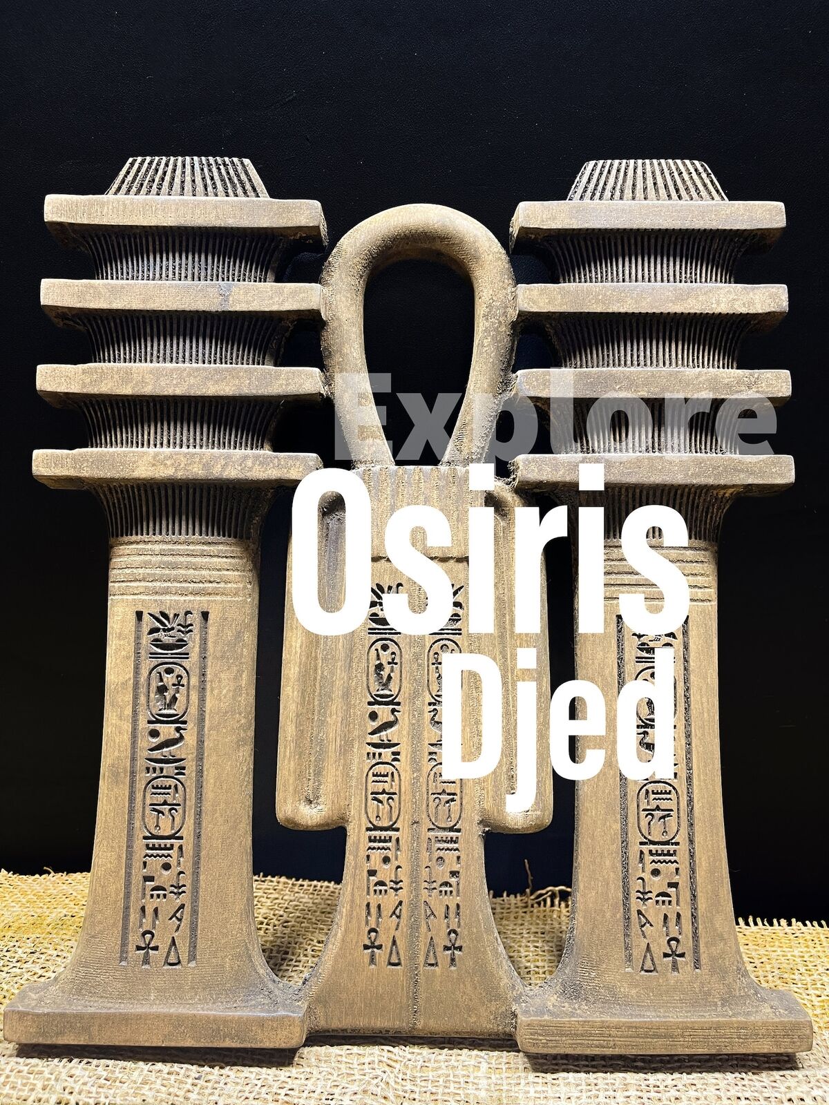 Two Djeds and ISIS Tyet, ( knot of ISIS, girdle of ISIS ), Egyptian Djed