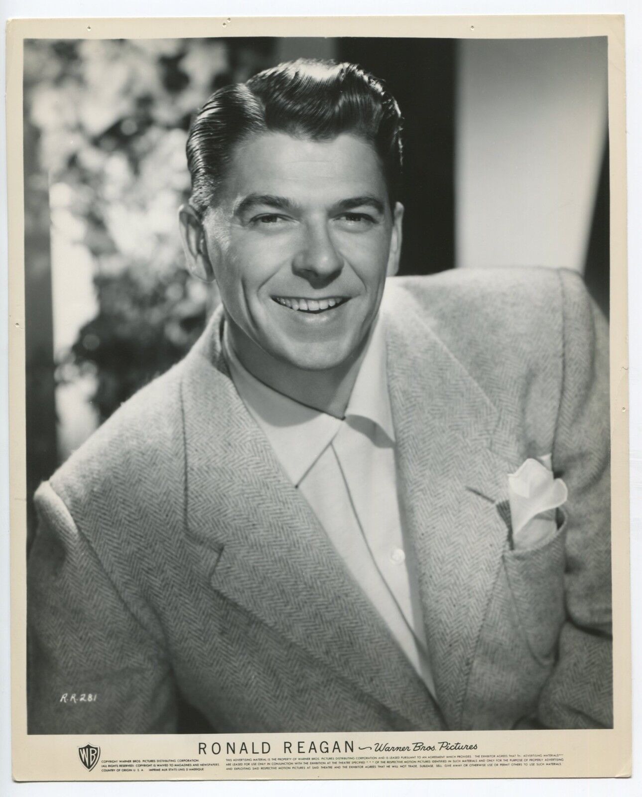 Ronald Reagan Portrait 1949 Handsome Original Warner Bros Photo J5175
