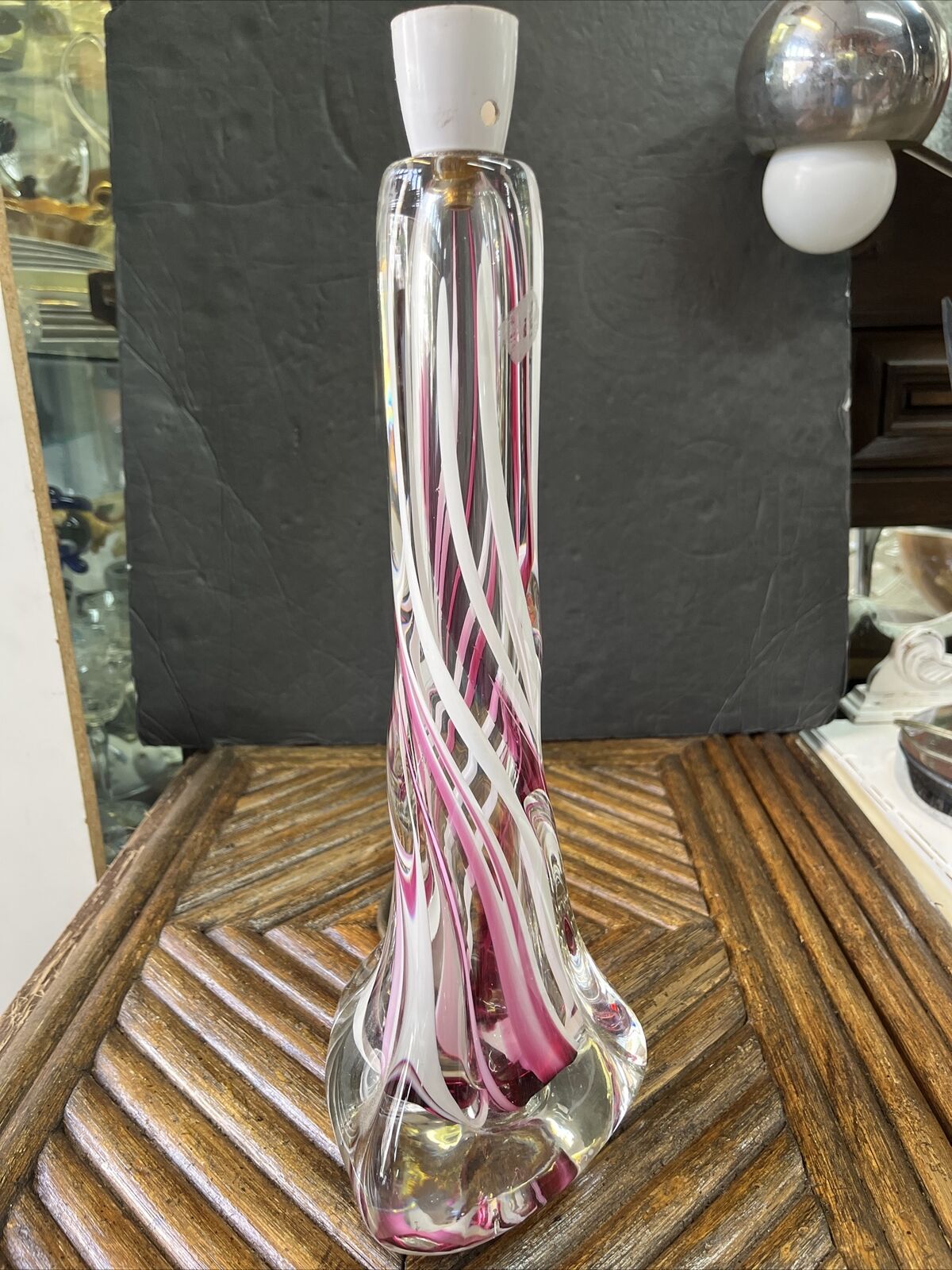 Val St. Lambert Mid Century Modern Art Glass Lamp Hand Blown Base