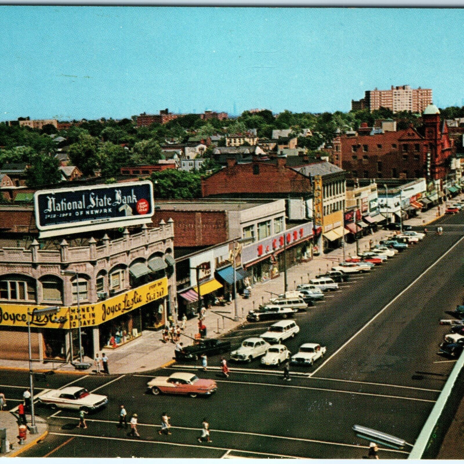 c1960s Orange NJ Main St Day Street View Birds Eye Shop Store Coca Cola Vtg A146