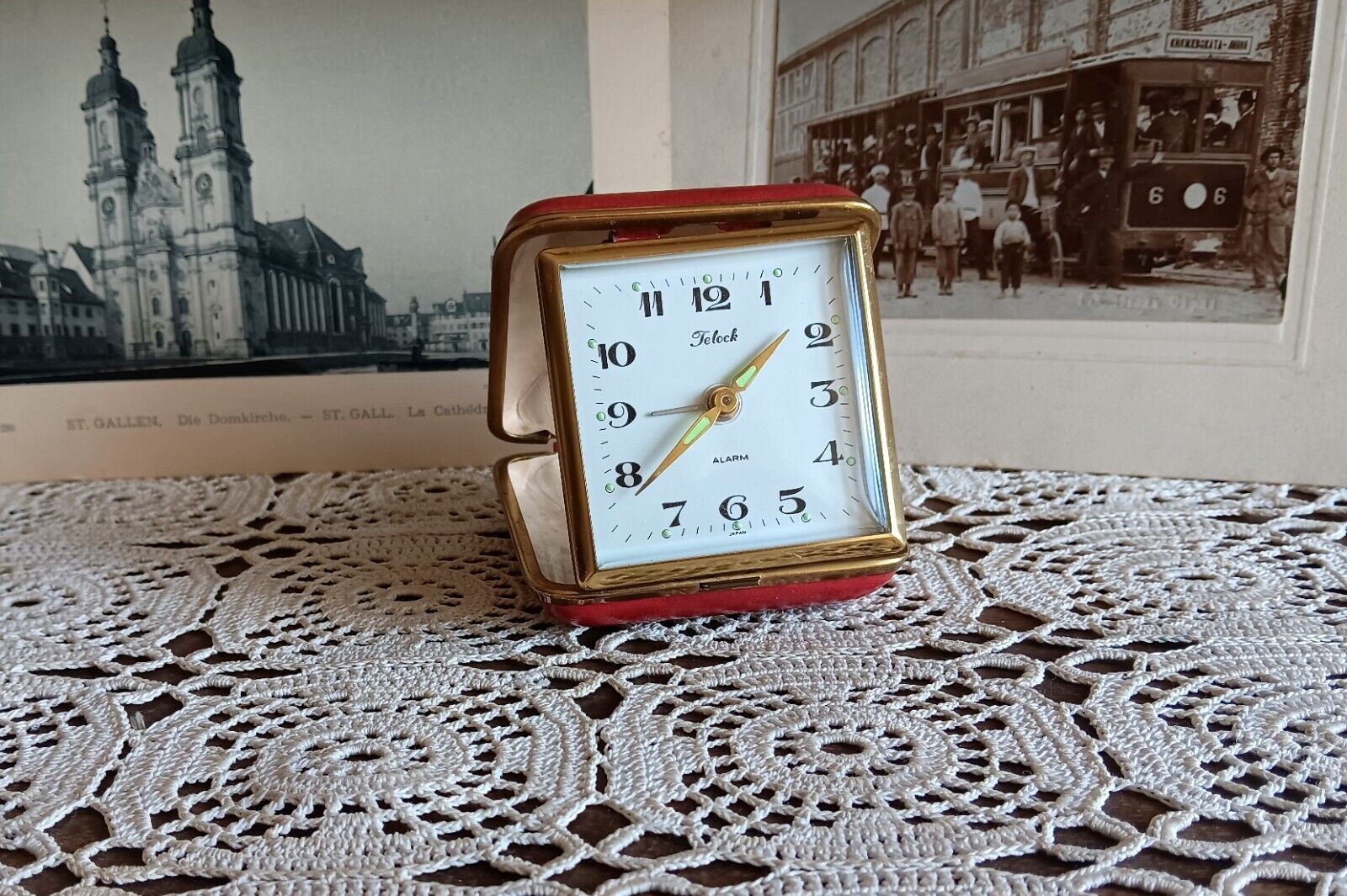 Vintage alarm clock, Telock, travel, mechanical, wind up, Japan