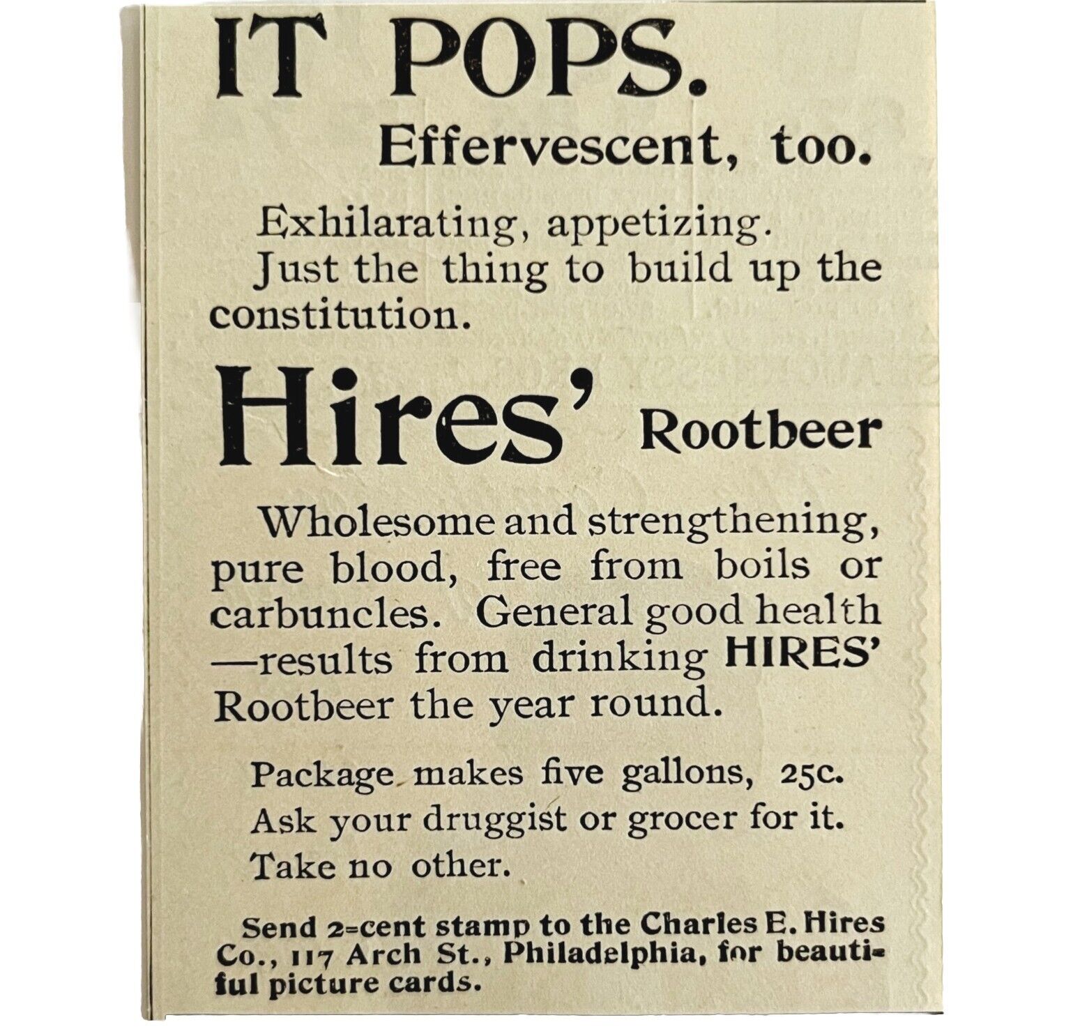 Hires Root Beer Soda Pop 1894 Advertisement Victorian It Pops Beverage ADBN1mm