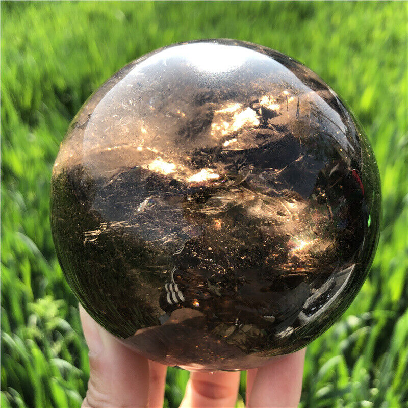 2.04LB TOP Natural smoky Quartz Sphere Crystal Ball Healing XQ2638