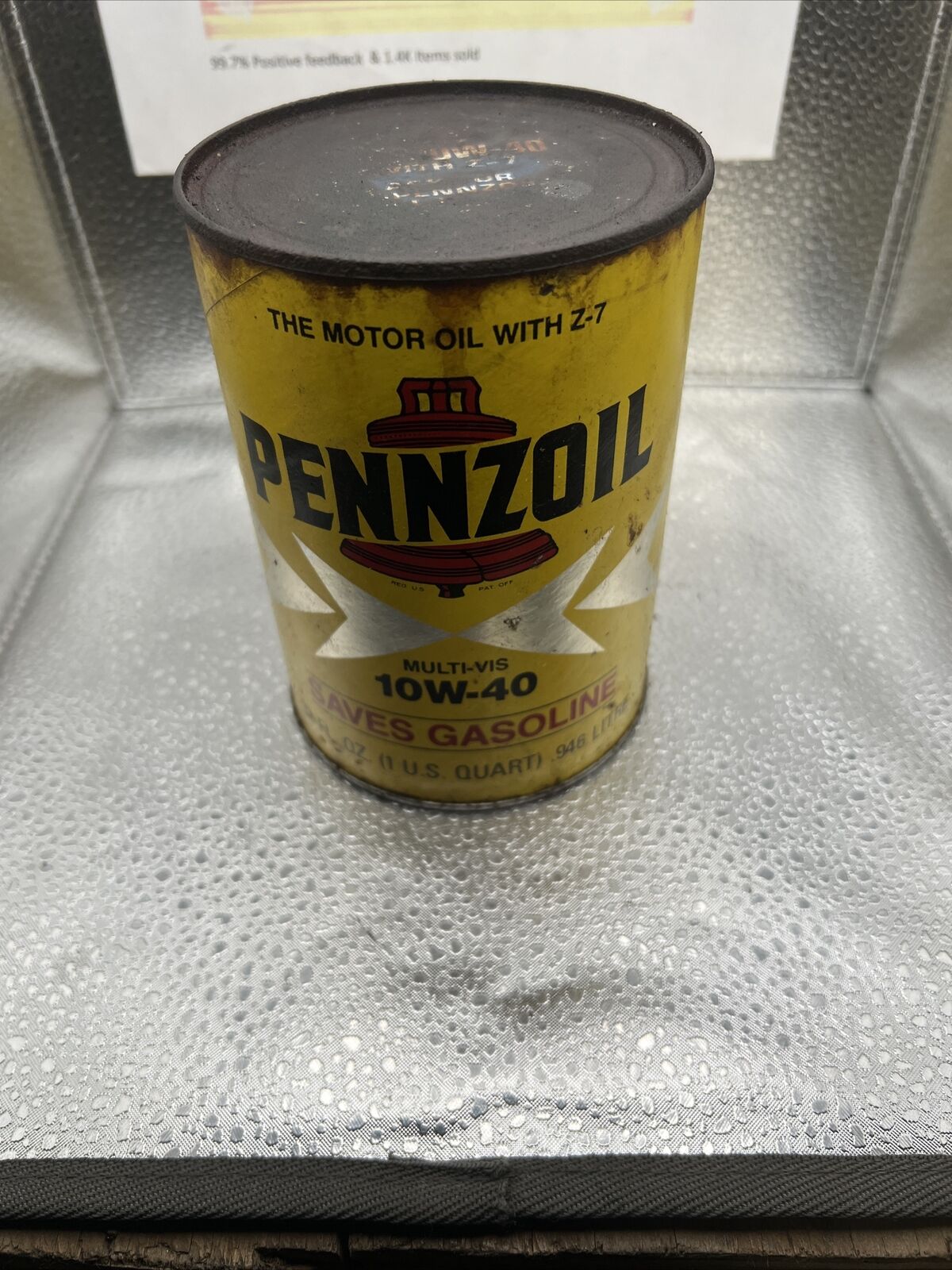 VINTAGE PENNZOIL HD SAE 10W-40 UNOPENED CARDBOARD CAN 1 QT W/ Z-7. FREE/SHIP