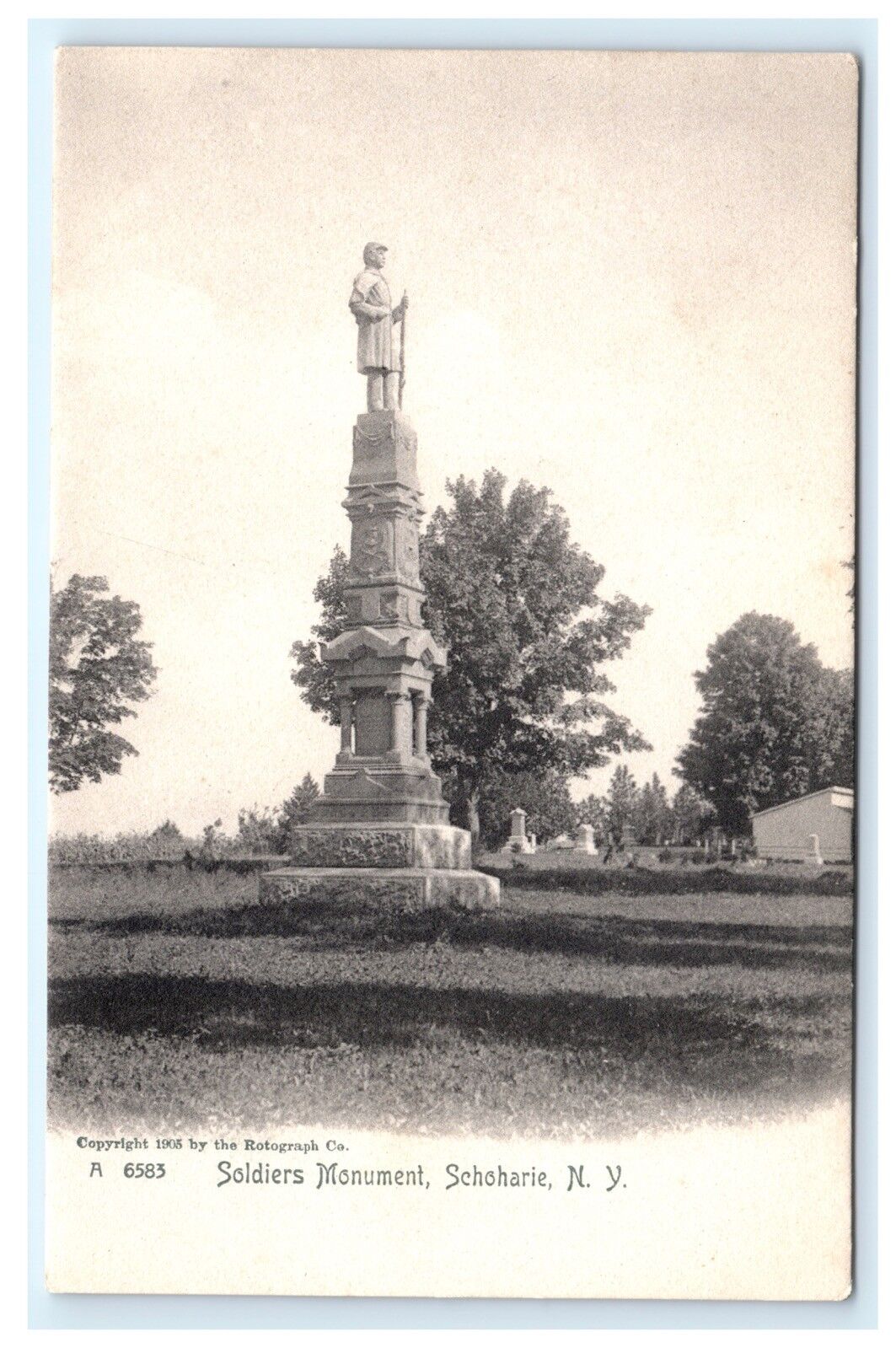 Soldiers Monument Schoharie NY New York UDB Rotograph Postcard B14 