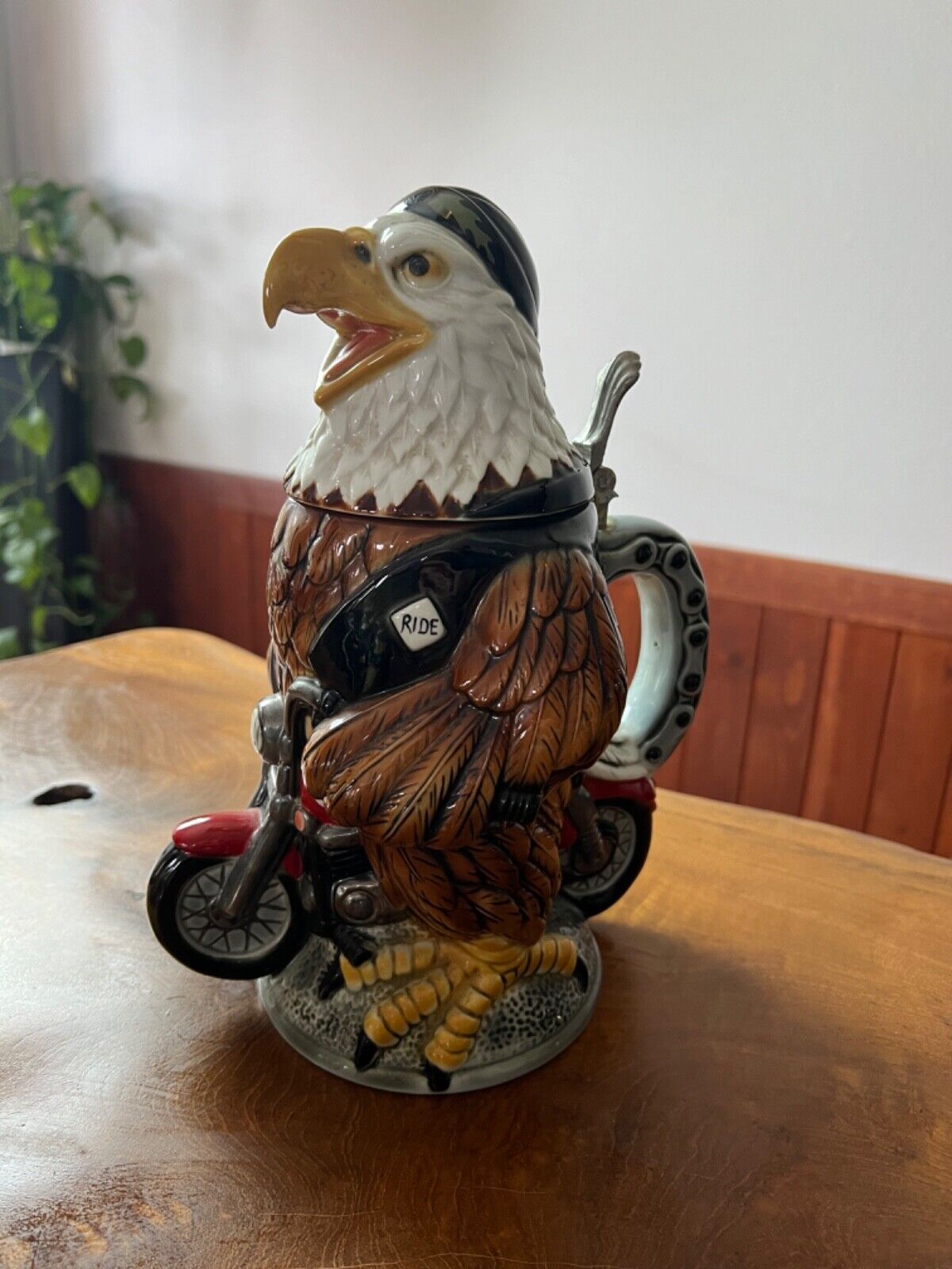 Eagle Biker Porcelain Motorcycle Limited Edition Collectible Beer Stein