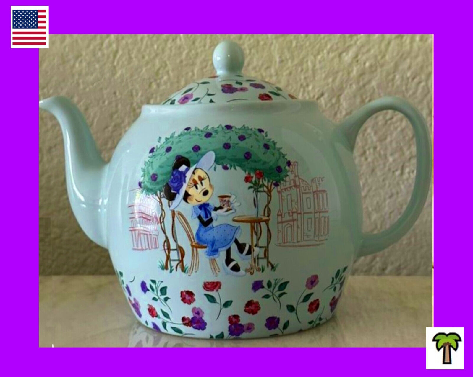 🌴 Disney Parks Minnie Mouse Queen of the Kingdom Teapot UK FANCY A CUPPA? NEW