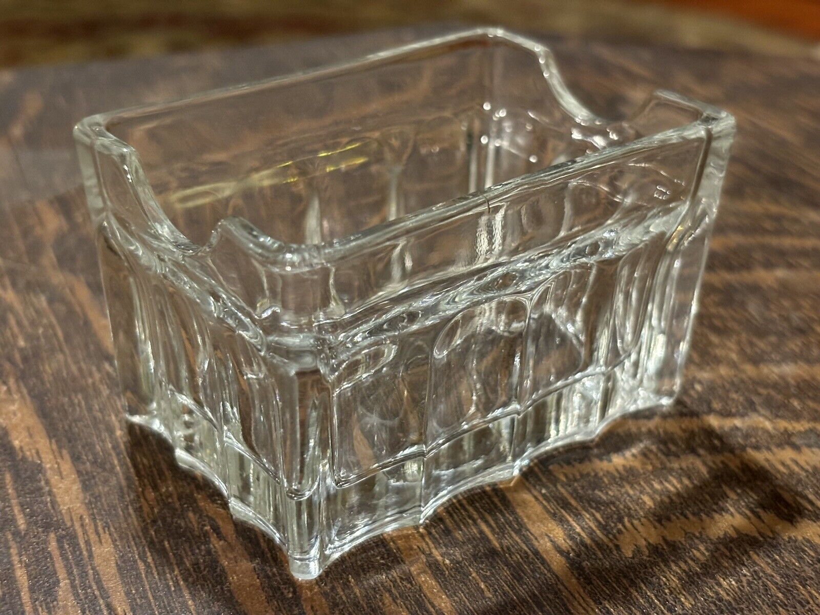 Vintage Retro Restaurant Clear Glass Scalloped Sugar Sweetener Packet Holder
