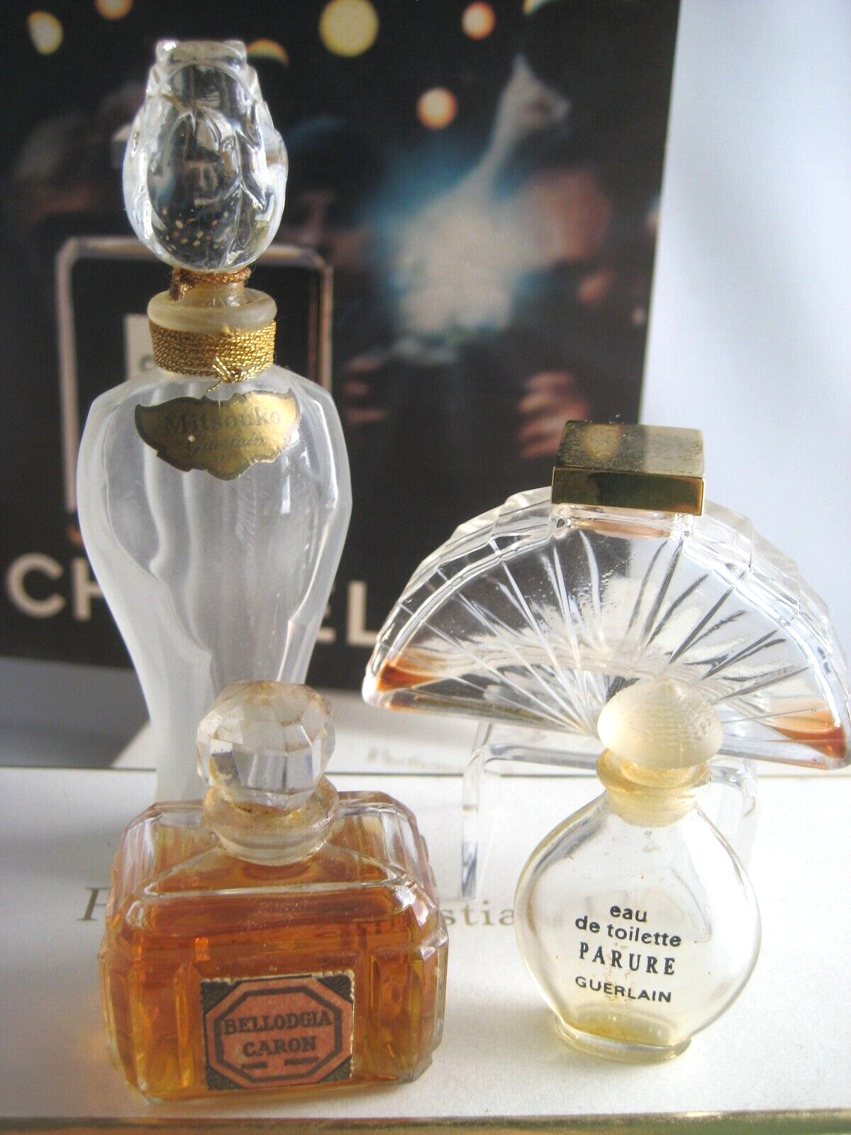 🎁lot Vintage Parfum perfume bottle Guerlain Parure Caron KL Mitsouko Lagerfeld