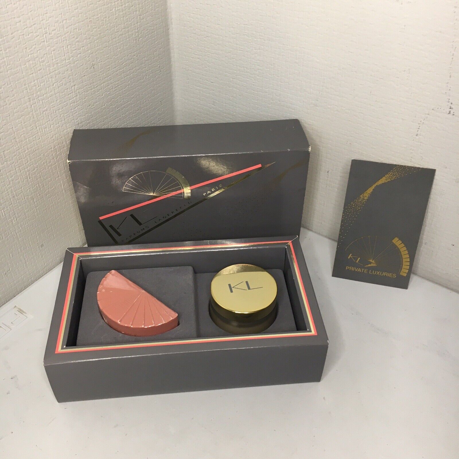 Rare Karl Lagerfeld KL Private Luxuries Perfumed Creme & Soap Gift Set MIB Cream