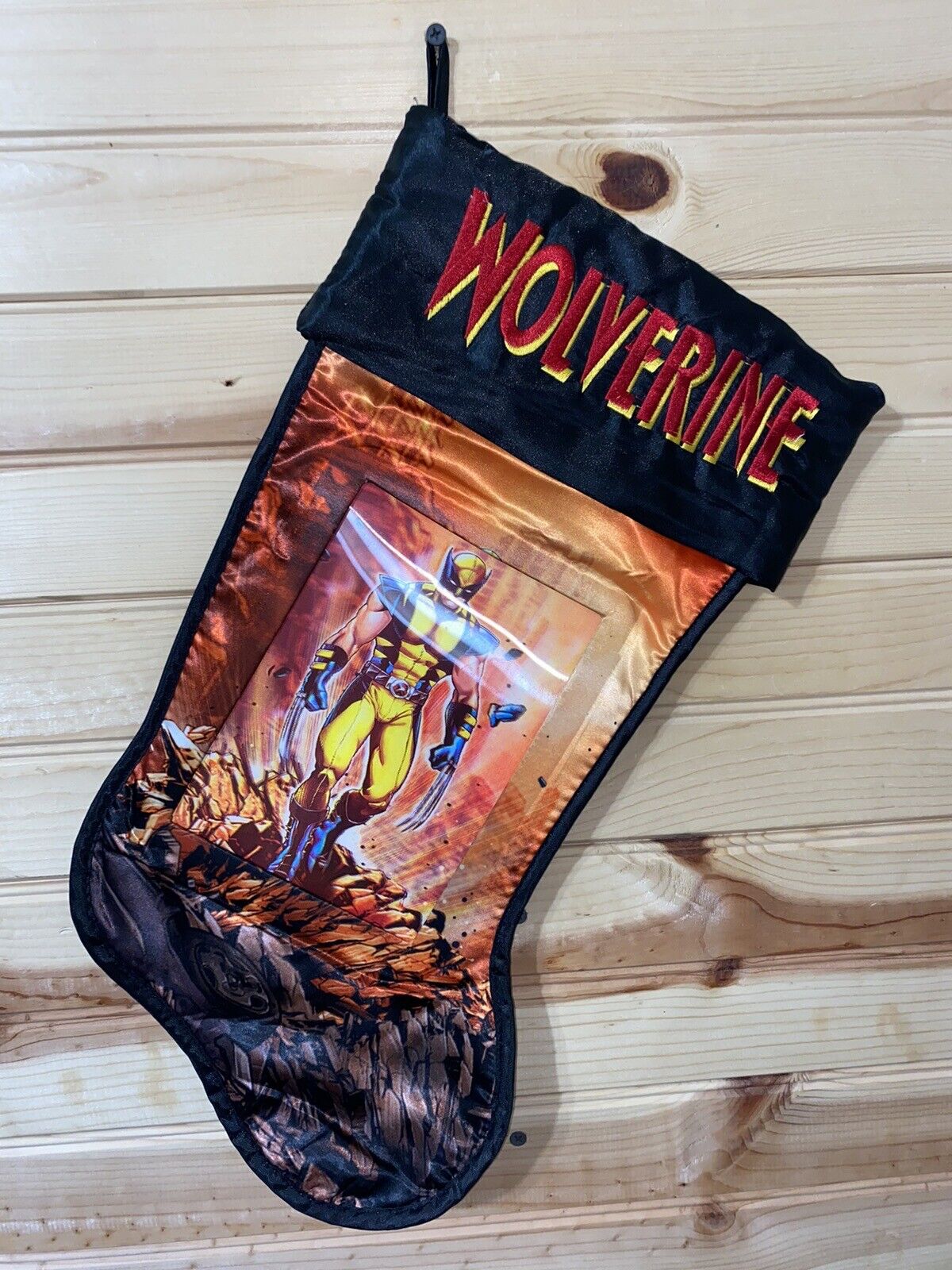 Marvel Wolverine 3D Holographic Christmas Stocking Rare 18” Satin & Embroidered 