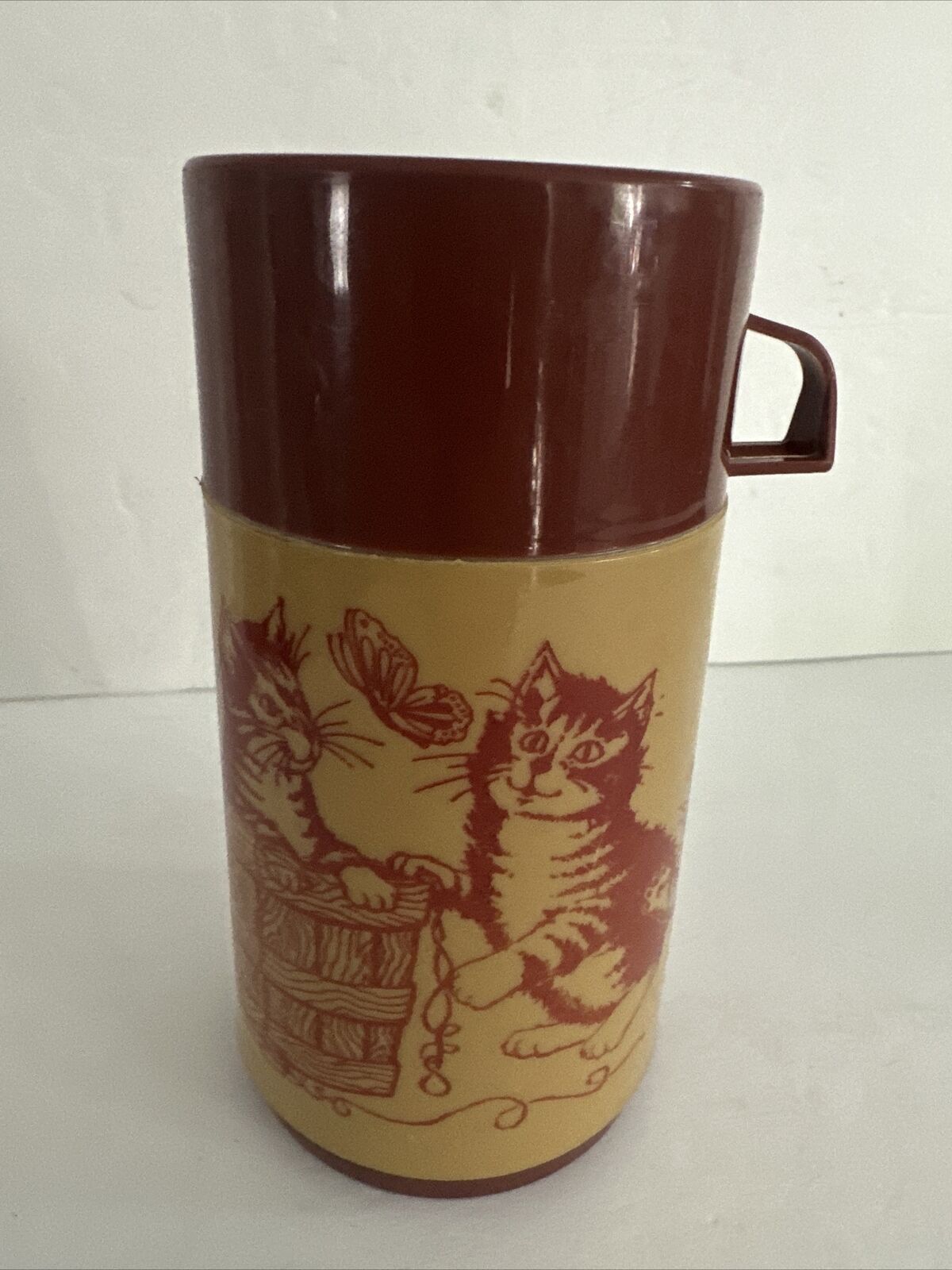 Vintage Aladdin Thermos Cats and Kittens Print 8oz - 