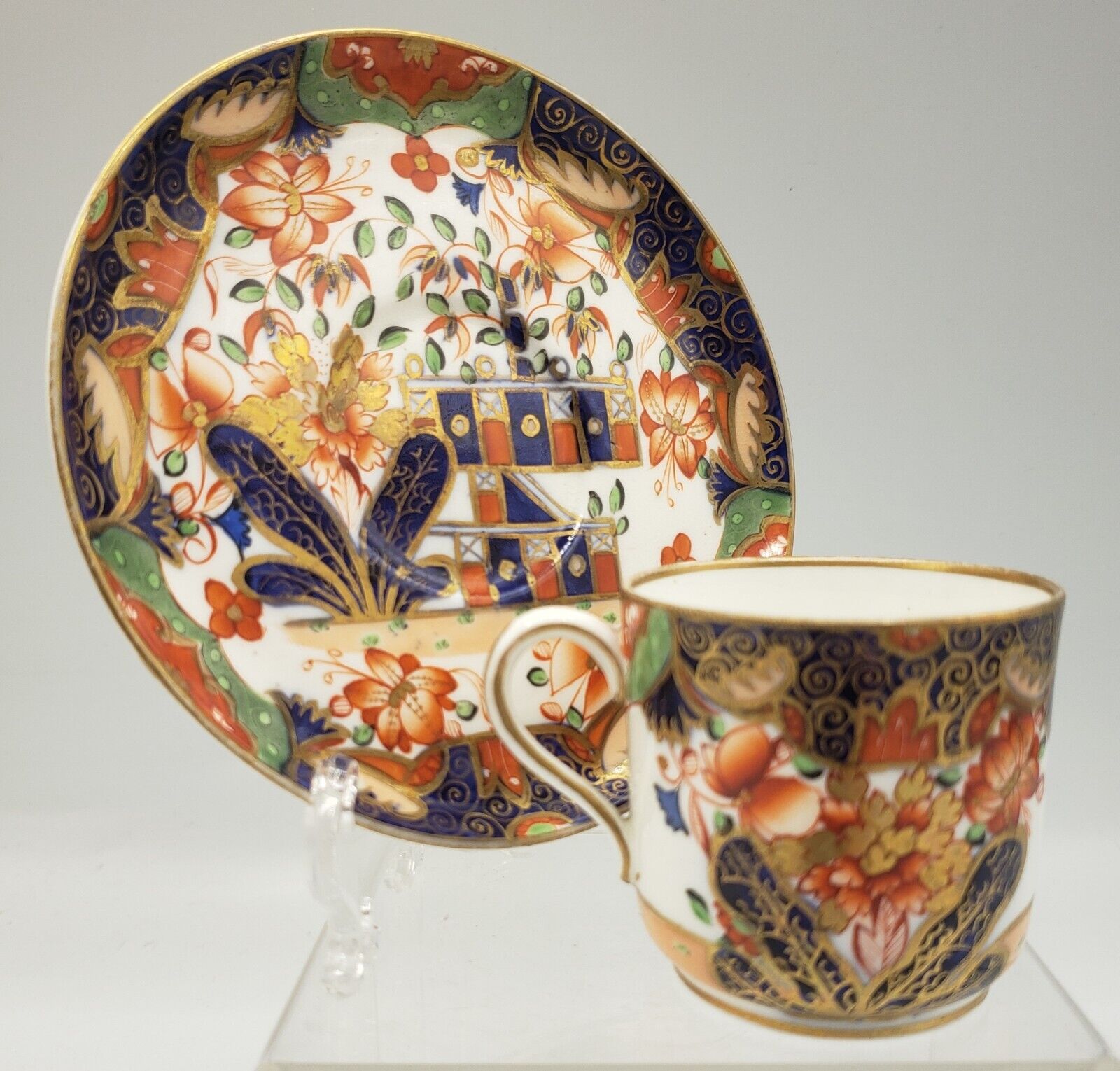 Antique Copeland Demitasse Cup & Saucer c.1851-85 Imari Floral & Gold