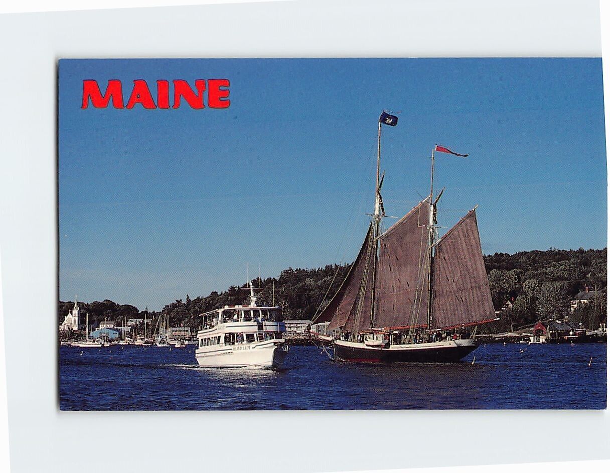 Postcard The Old and New, Boothbay Harbor, Maine