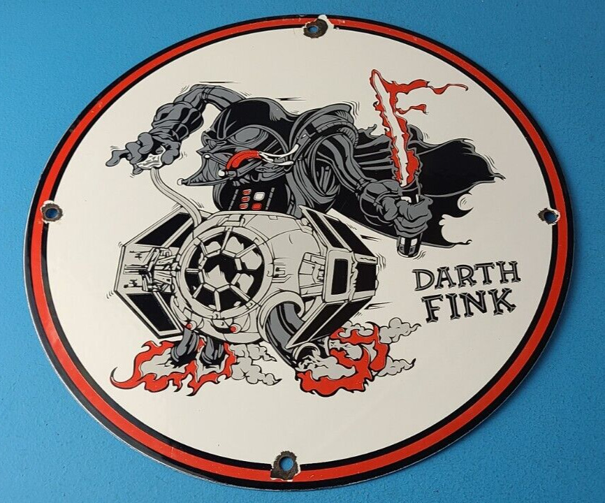 Vintage Rat Fink Porcelain Sign - Star Wars Darth Hot Rod Gas Pump Plate Sign
