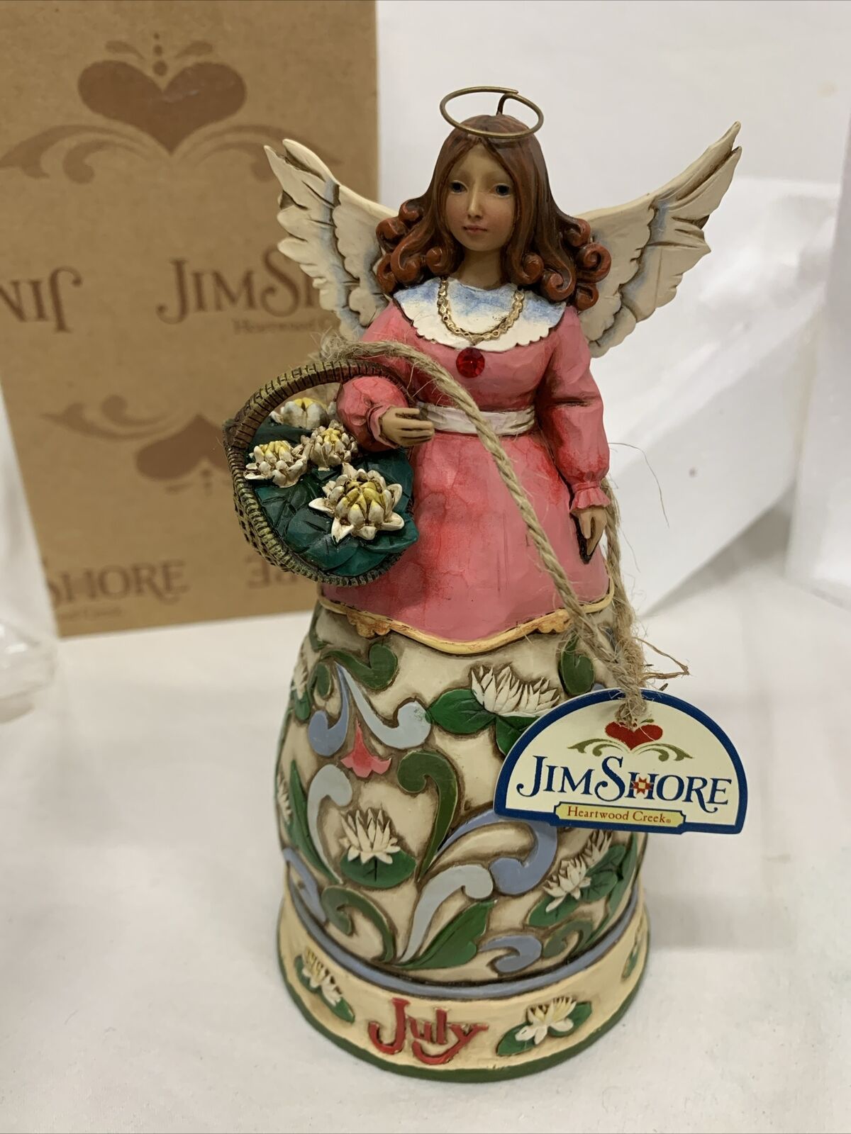 Jim Shore Heartwood Creek “July Angel” Figurine 4012556 Ruby, Water Lily 2008