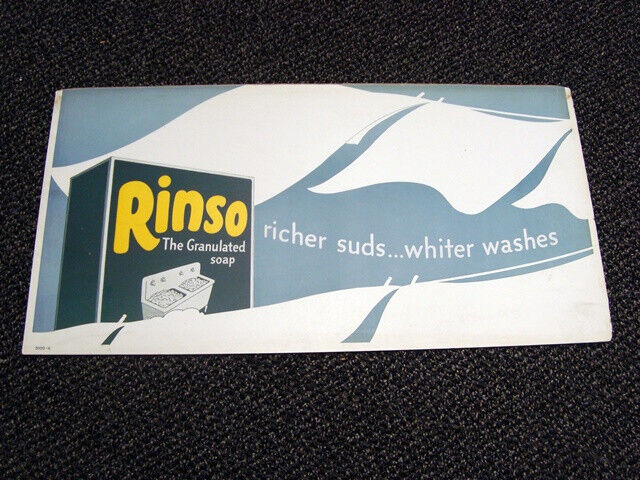 Circa 1930s Rinso Granulated Soap Trolley Sign