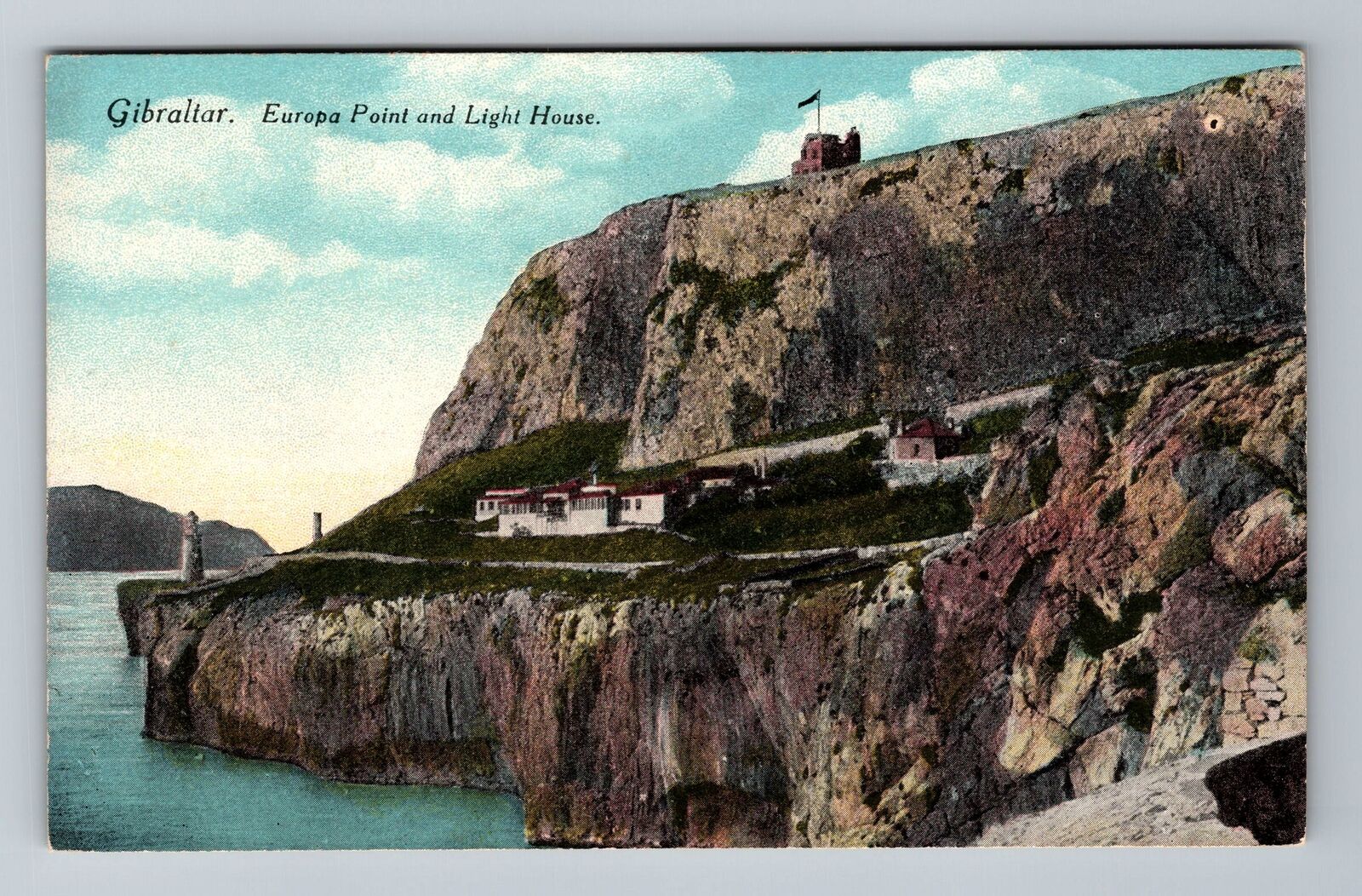 Gibraltar Spain-Europa Point & Light House, Vintage Postcard