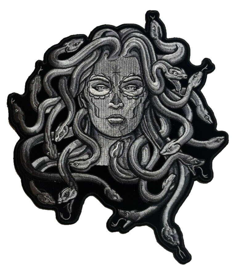 MEDUSA LADY WITH SNAKES LARGE BIKER PATCH IRON ON 9 INCH
