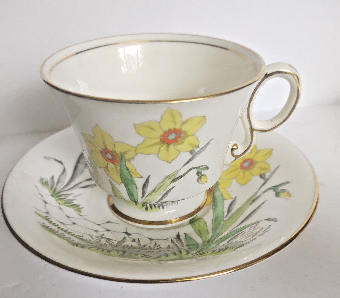 Vintage Adderley England Hand Painted Best Bone China Tea Cup & Saucer 1940\'s