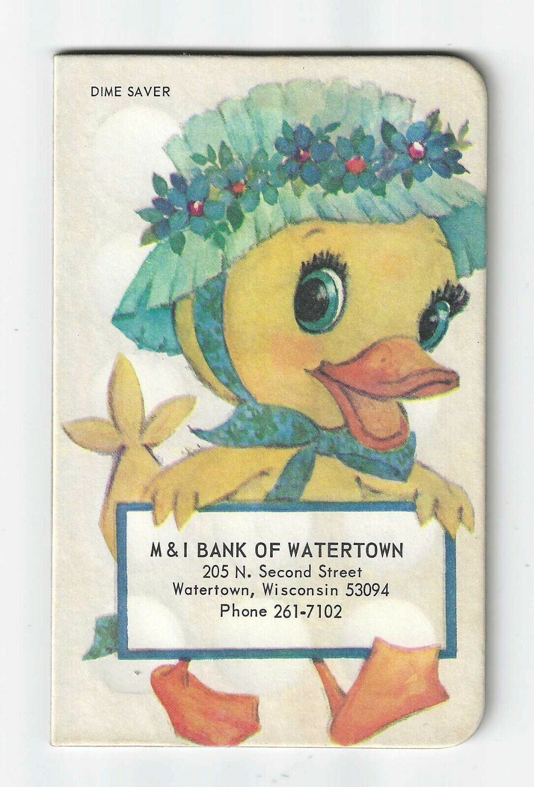Dime Savings Booklets Vintage 1960/70s Duck w/ Blue Bonnet M&I Bank of Watertown