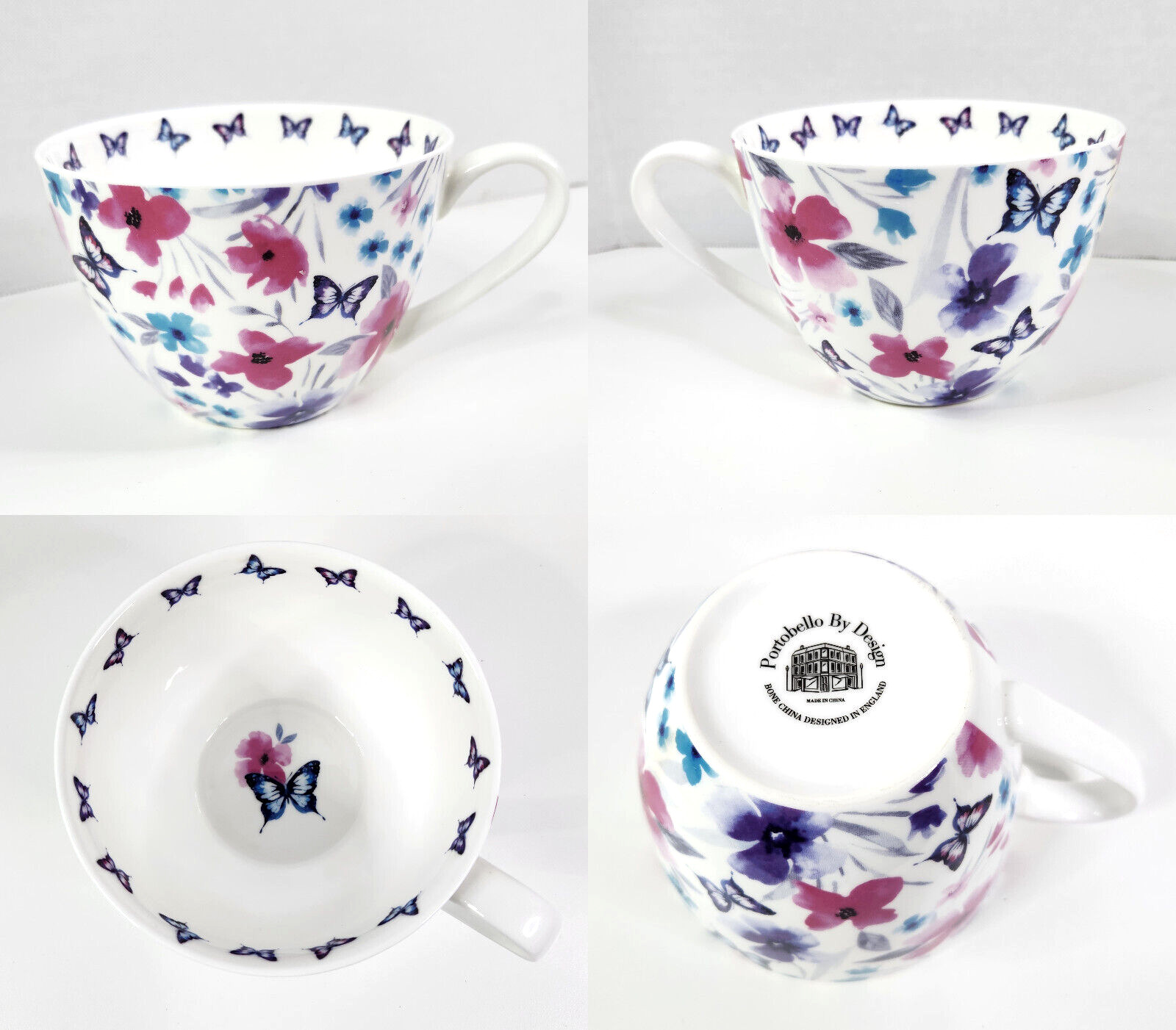 Floral & Butterflies Portobello By Design in England Rare Jumbo Mug/Cup HTF VGC